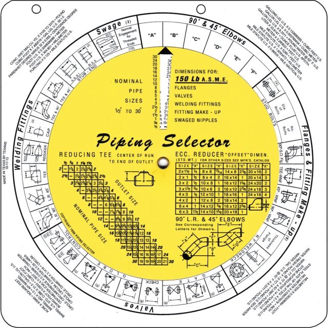 Piping Selector 150/300 Wheel Calculator