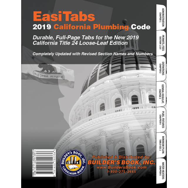 2019 California Plumbing Code, Title 24 Part 5 Loose-Leaf EasiTabs