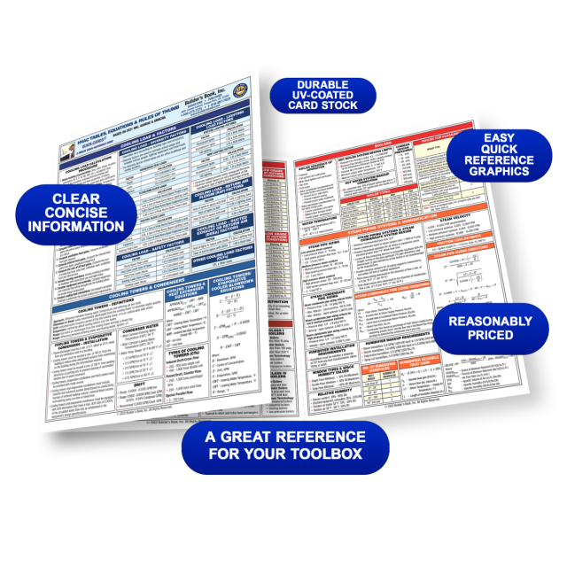 HVAC Tables, Equations &amp; Rules of Thumb Quick-Card