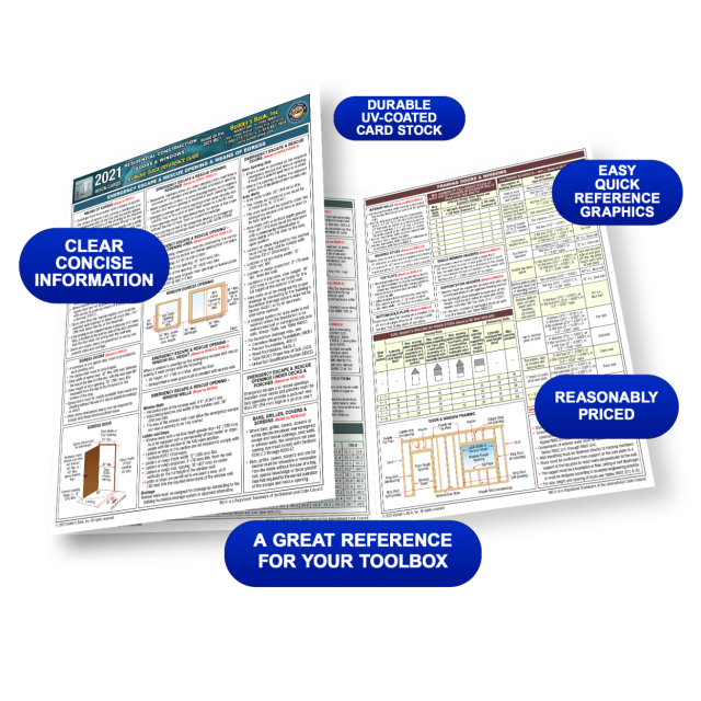 Residential Construction Doors &amp; Windows Quick-Card Based On 2021 IRC