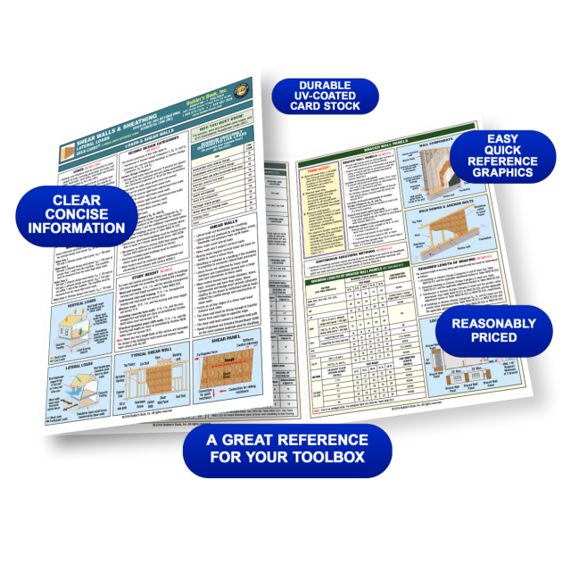 Shear Walls &amp; Sheathing Lateral Loads Quick-Card Based on the 2015 IRC