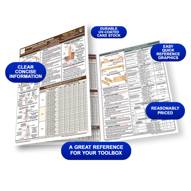 Residential Wood Framing Construction Quick-Card based on 2018 IRC