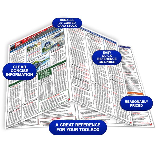 Solar Photovoltaic (PV) Systems Quick-Card Based On the 2026 NEC (PRE-ORDER)