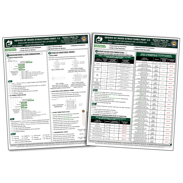 Design of Wood Structures Quick-Card Combo Based on NDS 2018 and SDWPS 2021