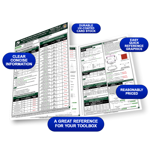 Design of Wood Structures Part 2/2 Quick-Card Based on NDS 2018 and SDWPS 2021