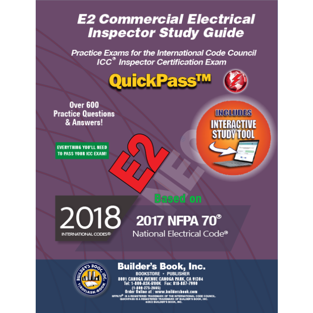 E2 Commercial Electrical Inspector Based On 2017 NFPA 70 QuickPass Study Tool Book with Online Interactive Software