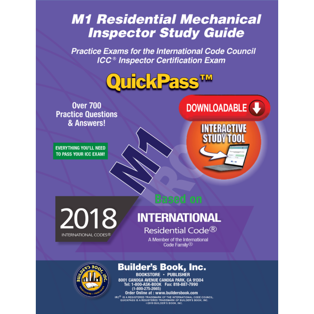 M1 Residential Mechanical Inspector QuickPass Online Study Tool Based On 2018 IRC - Access Key Download