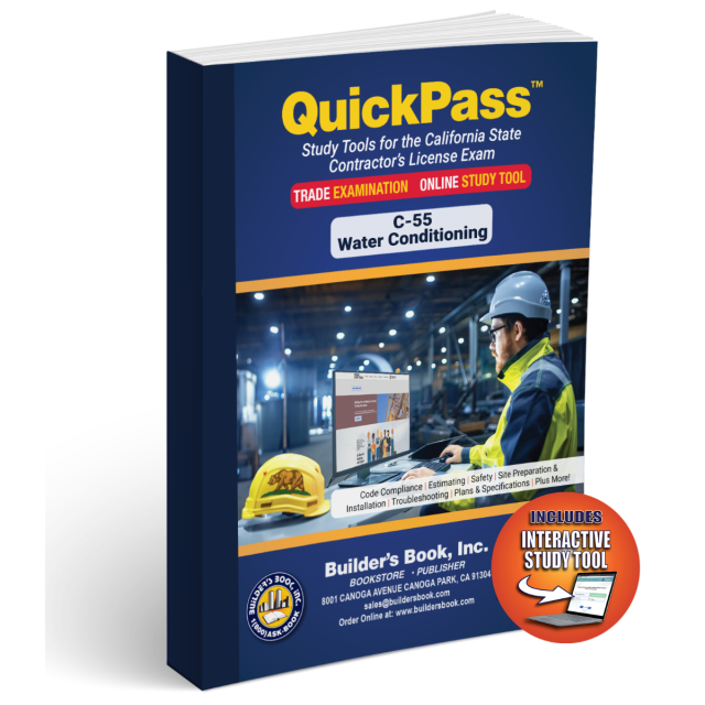 Water Conditioning  License Examination C-55 - QuickPass Study Tool Book with Online Interactive Software