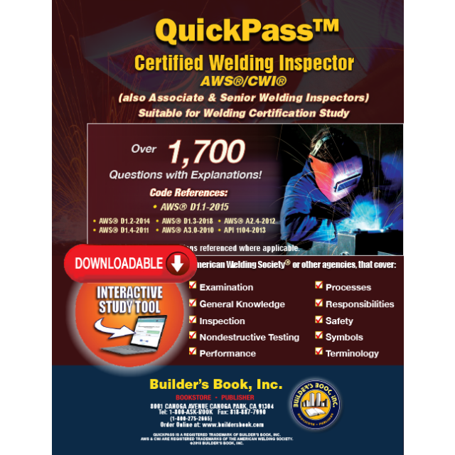 Certified Welding Inspector AWS/CWI QuickPass Online Study Tool based on 2015 AWS D1.1 -Access Key Download