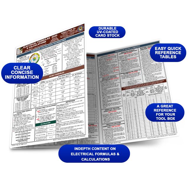 Electrical Formulas &amp; Calculations Quick-Card based on the 2020 NEC