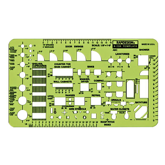 ABC Architectural Template 3 5/6 In.  x 5 9/16 In. , Scaled: 1/8 In.=1 In.