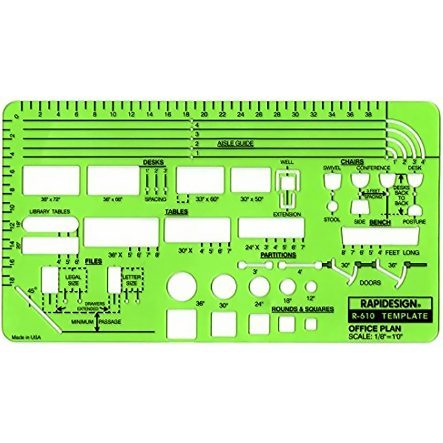 Office Plan layout Template Scale; 1/8 In.=1 In.
