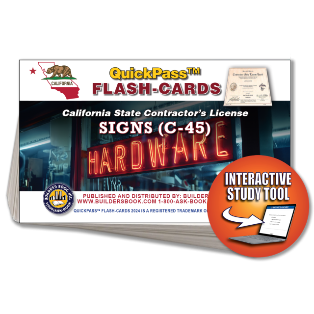 C-45 Electrical Sign Contractor Exam QuickPass Flash Cards Online Access Key
