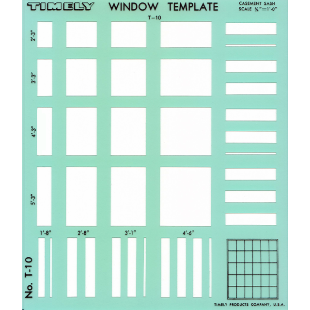 CASEMENT WINDOWS 1/4 in. SCALE TEMPLATE