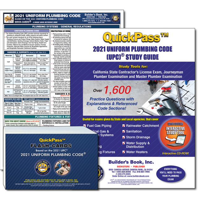 QuickPass 2021 Uniform Plumbing Code Study Guide Combo 15% Discount!