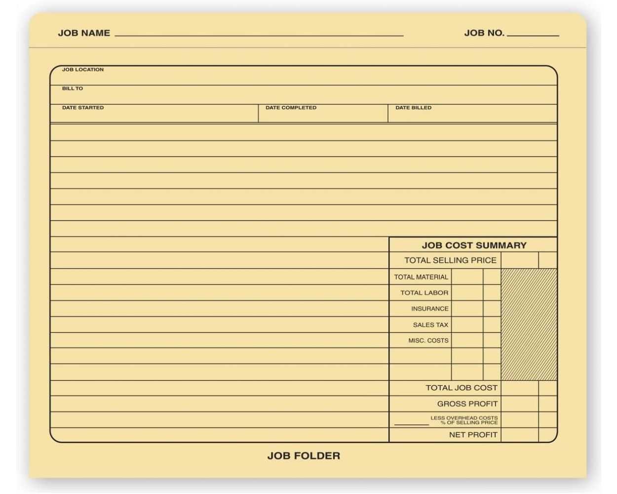 CheckSimple Manila Job Folder 50 folders Cost - Preprinted to Track Jobs Heavy-Duty and Correspondence Non Expandable 