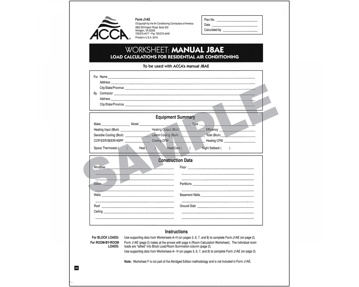 Manual J Form Pdf