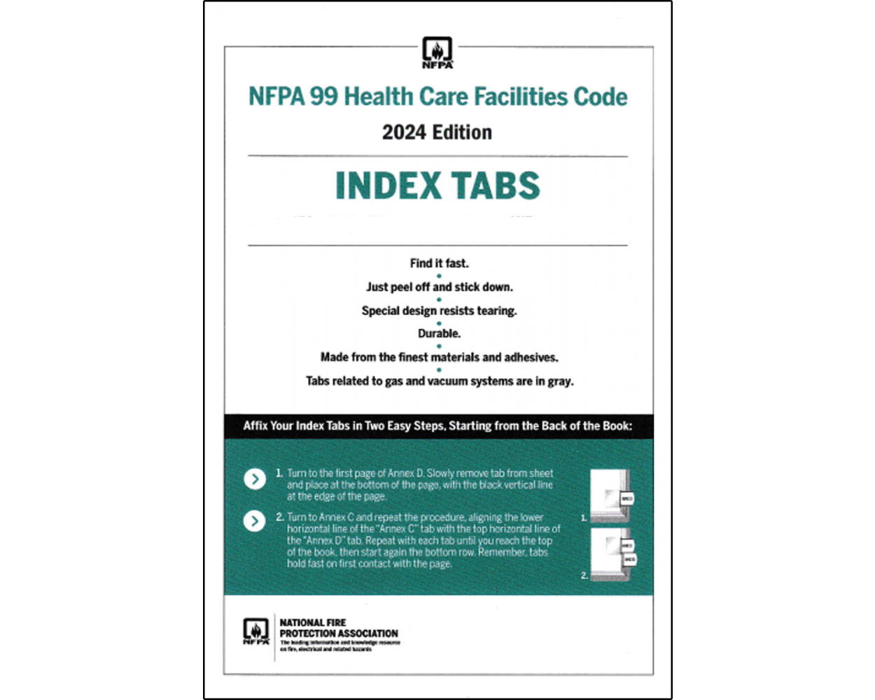 Buy NFPA 99, Health Care Facilities Code, SelfAdhesive Tabs