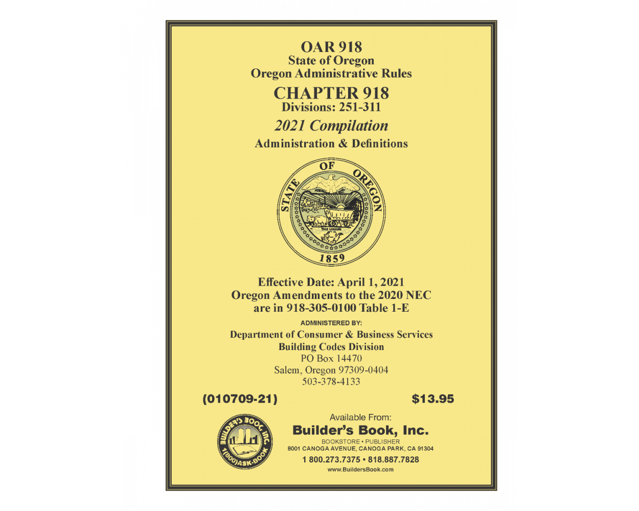 Buy 2021 OAR 918 Oregon Administrative Rules (Electrical Standard