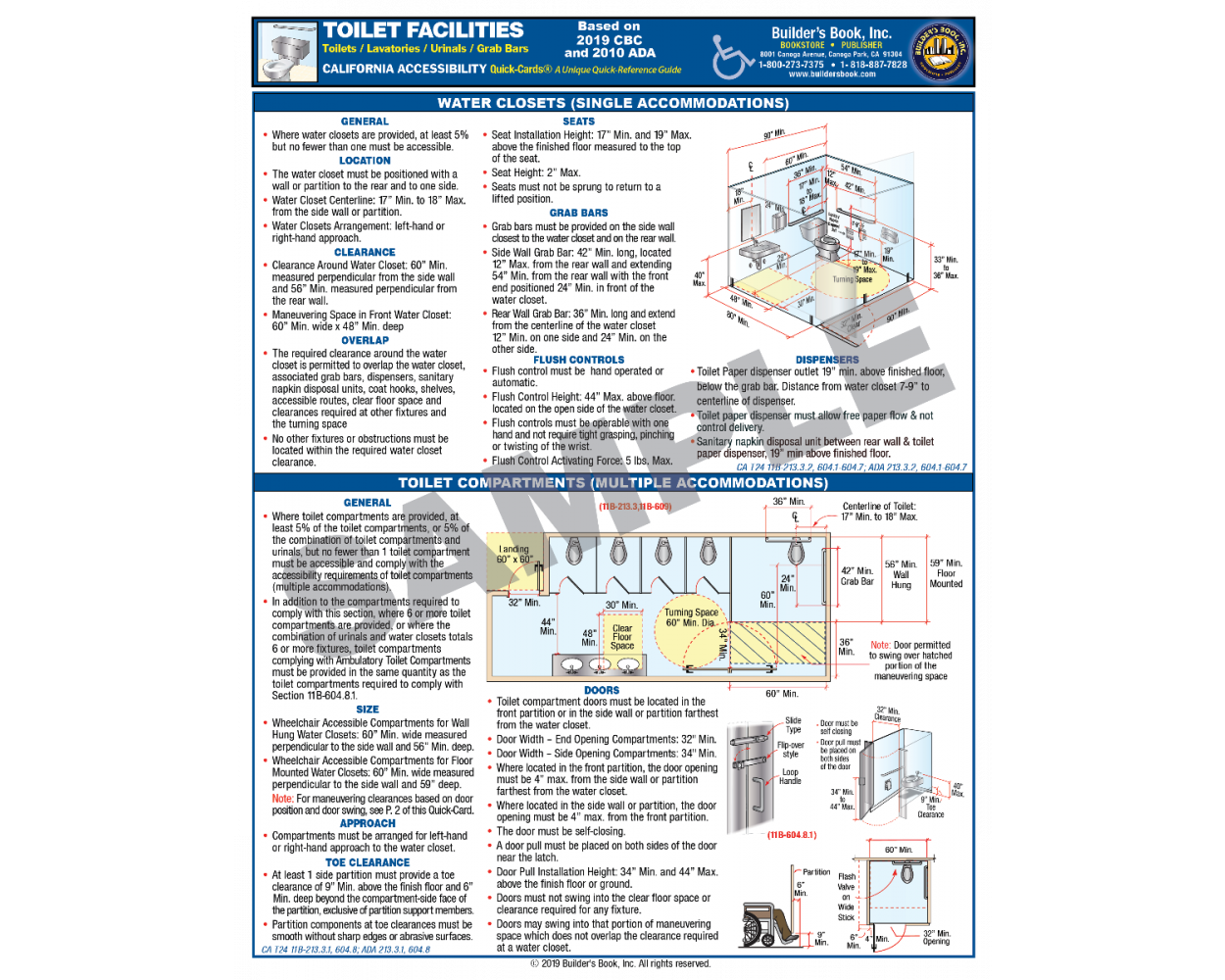 2019 CALIFORNIA ACCESSIBILITY TOILET FACILITIES QUICKCARD BASED ON 2019 CBC & 2010 ADA