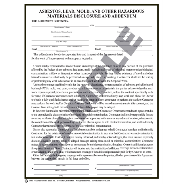 203E - Asbestos, Lead, Mold and Other Hazardous Materials Disclosure ...