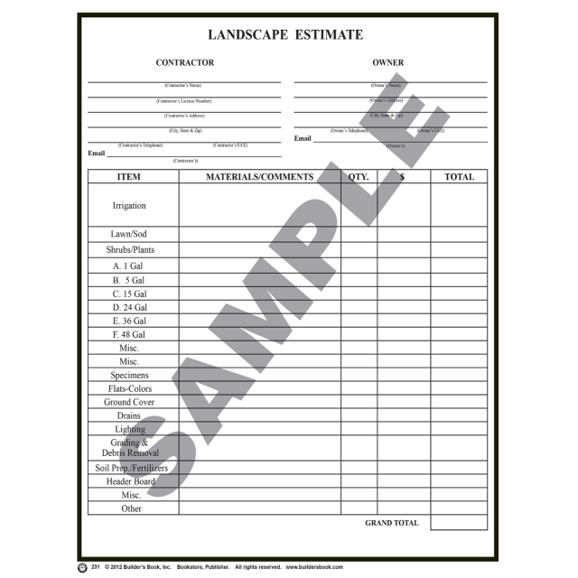 Buy Kitchen Estimate Worksheet Pack of 50