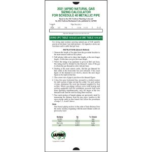 2021 Natural Gas Pipe Sizing Calculator, IAPMO