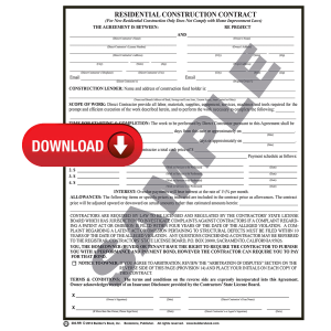 202-RR - Residential Construction Contract (Download)
