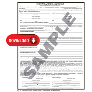 204 - Subcontractor's Agreement (Download)