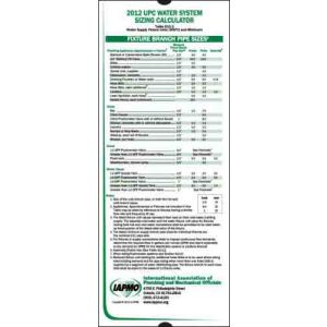 2012 UPC Water Pipe Sizing Calculator,IAPMO