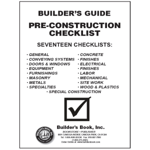 Builder's Guide to Pre-Construction Checklist Booklet 
