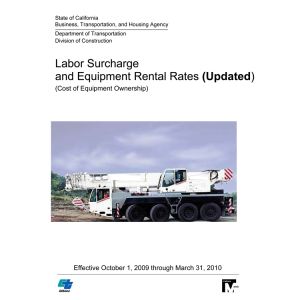 Labor Surcharge and Equipment Rental Rates (Cost of Equipment Ownership).