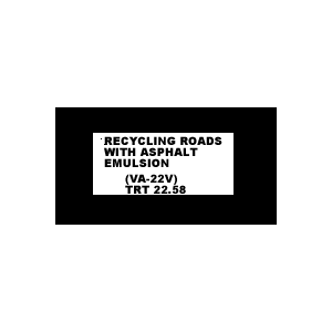 Recycling Roads With Asphalt Emulsion Video Cassette