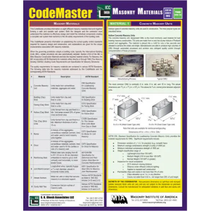 CodeMaster - Masonry Materials (TMS 602-16 and 2018/2021 IBC)