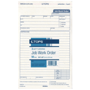 Tops Business Forms Job Work Order, 5-1/2 in x 8-1/2 in 50/PK TOP3868