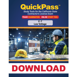C-7 Low Voltage License Examination QuickPass Online Study Tool- Access Key Download