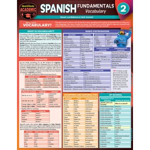 QuickStudy  Spanish Fundamentals 2 - Vocabulary Laminated Study Guide