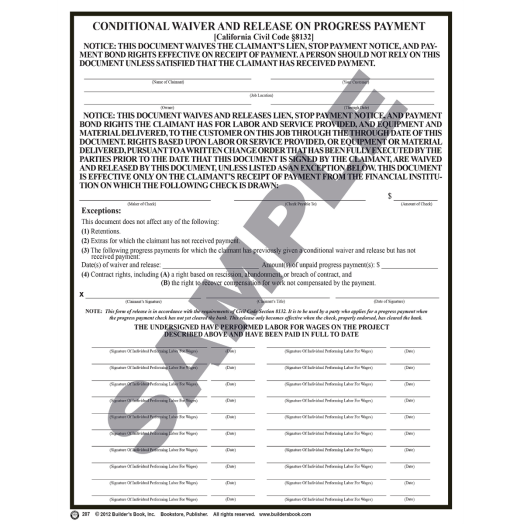Conditional Release Checklist.pdf FORMS/LEGAL/BUSINESS: Builder's Book, Inc.Bookstore