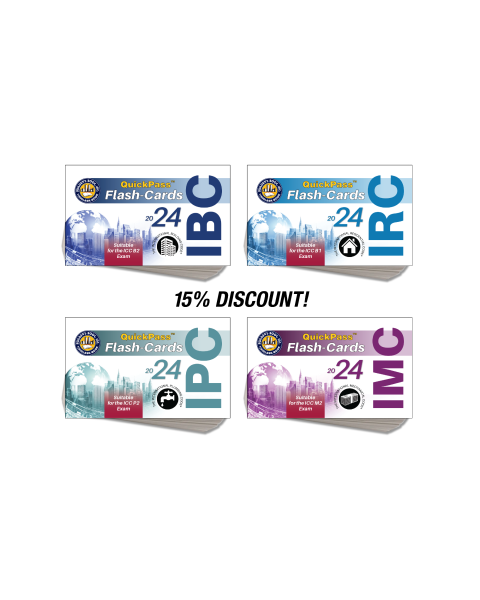International Code 2024 QuickPass Flash-Card COMBO (IRC, IBC, IMC & IPC) 20% Discount