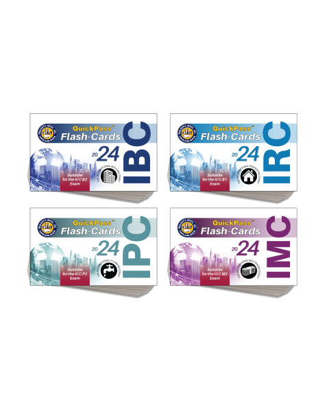 International Code 2024 QuickPass Flash-Card COMBO (IRC, IBC, IMC & IPC) 20% Discount