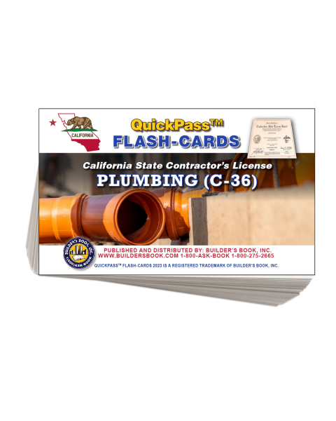 C-36 Plumbing Contractor's License Exam QuickPass Flash Cards