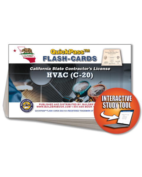 C-20 HVAC Contractor's License Exam QuickPass Flash Cards Online Access Key