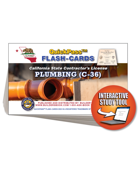 C-36 Plumbing Contractor's License Exam QuickPass Flash Cards Online Access Key