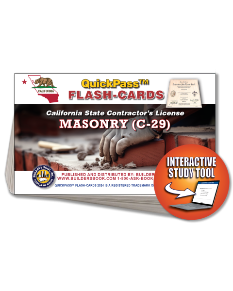 C-29 Masonry Contractor Exam Flash Cards Online Access Key