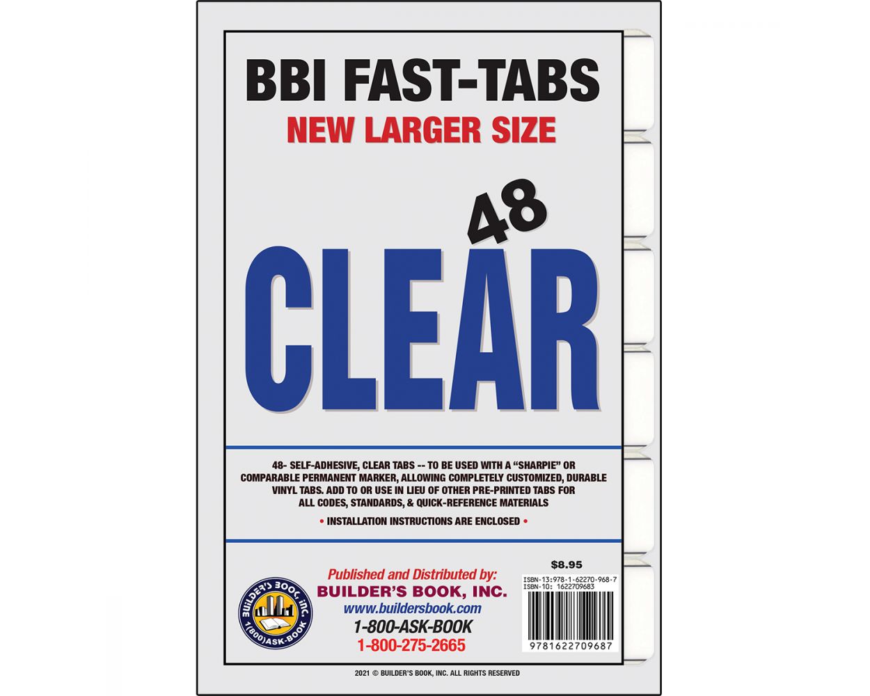 ALL CLEAR 48 Fast-Tabs- Large Format Tab Size by Builder's Book