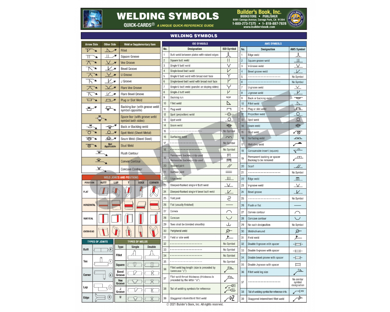 Welding Symbols QuickCard Builder's Book, Inc.Bookstore
