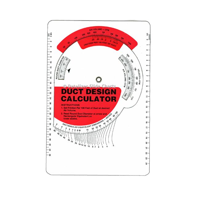 SuperCool Slide Rule Duct Calculator Flex Metal Ductulator Chart Builder's Book, Inc.Bookstore