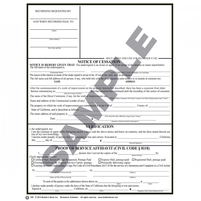 225 Notice of Cessation (Download) Builder's Book, Inc.Bookstore
