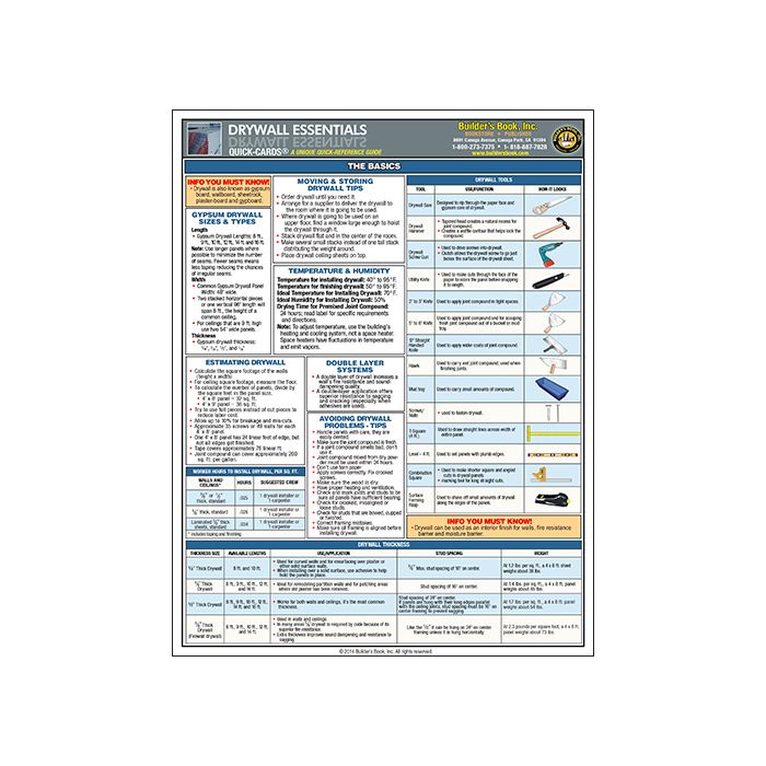 Drywall Essentials Quick-Card: Builder's Book, Inc.Bookstore