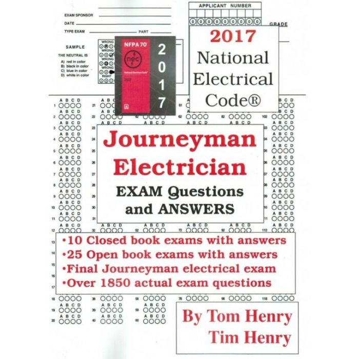 Journeyman Electrician Exam Questions & Answers 2017 Builder's Book